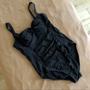 1920’s style black one piece swimsuit